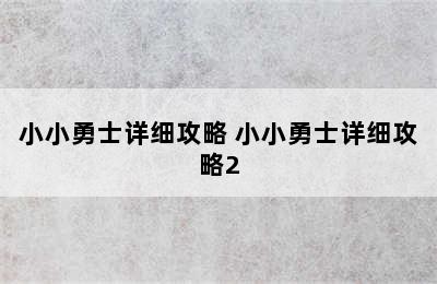 小小勇士详细攻略 小小勇士详细攻略2